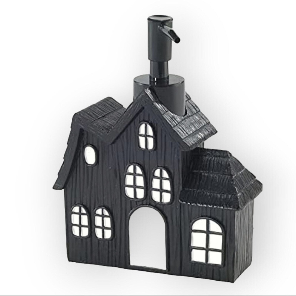 Avanti Black Spooky Haunted House Mansion Halloween Soap Pump Dispenser